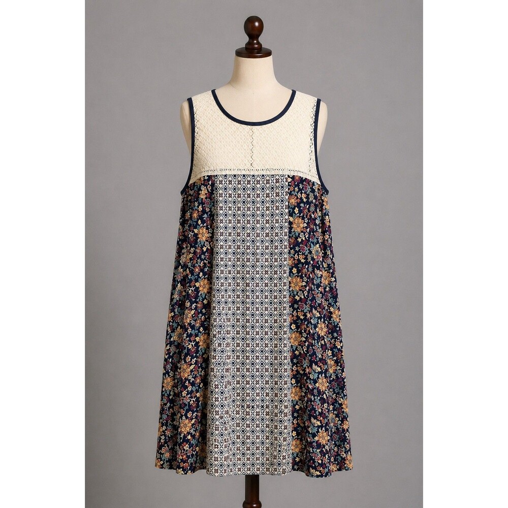 Xhilaration Juniors XXL Sleeveless Floral Shift Dress Lace Yoke